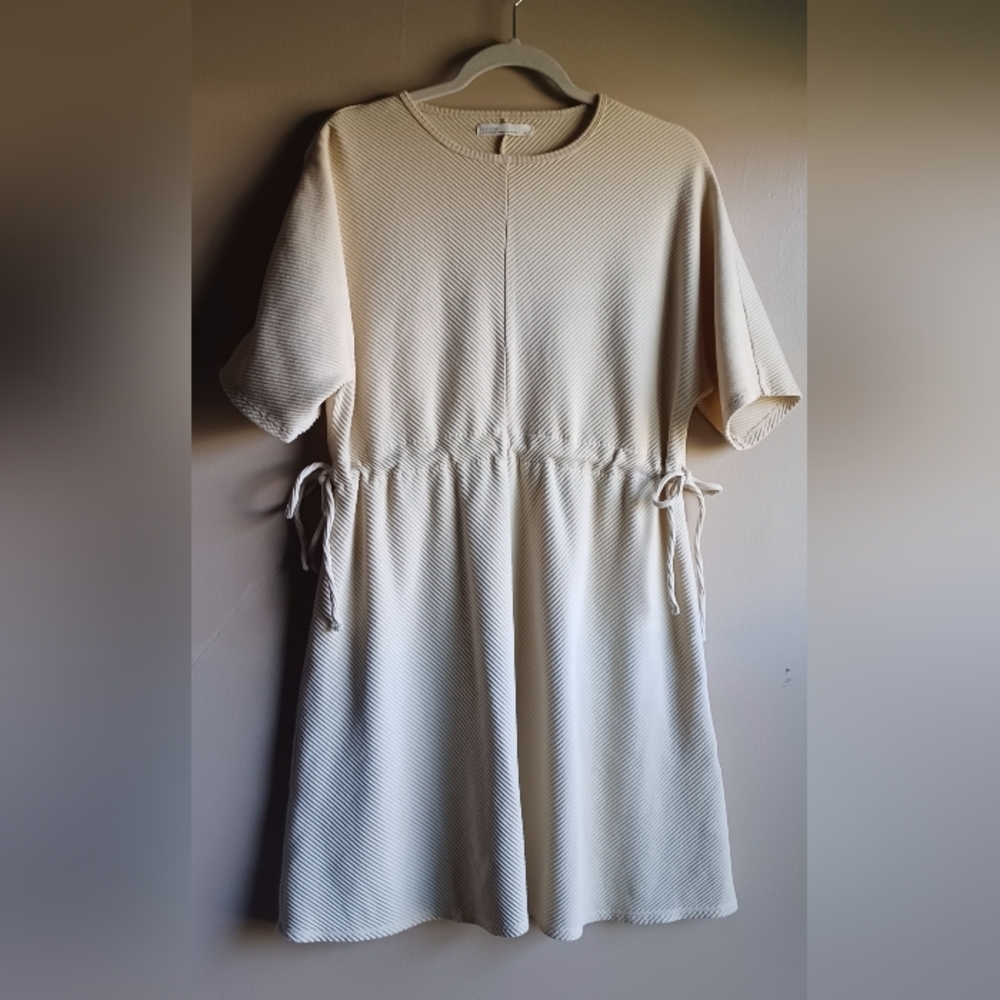 OAK + FORT Butter Color Crew Neck Mini Dress XS